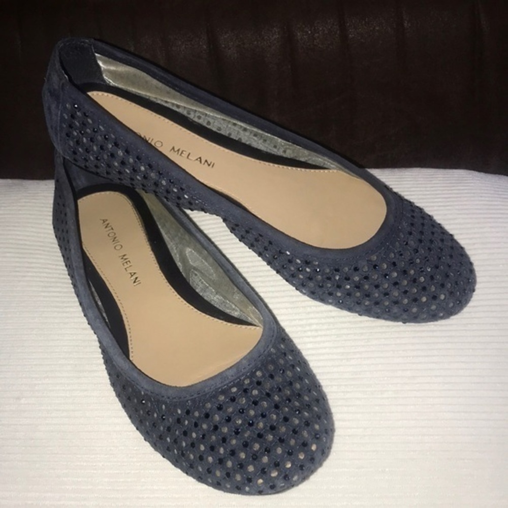 Antonio Melani Peri marine navy flats with navy rhinestones size 7.5